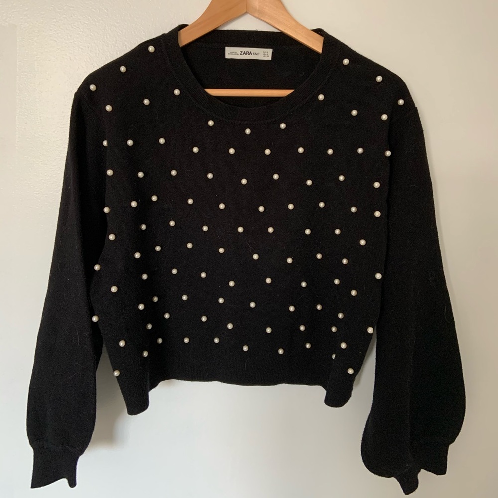 Black sweater with pearls